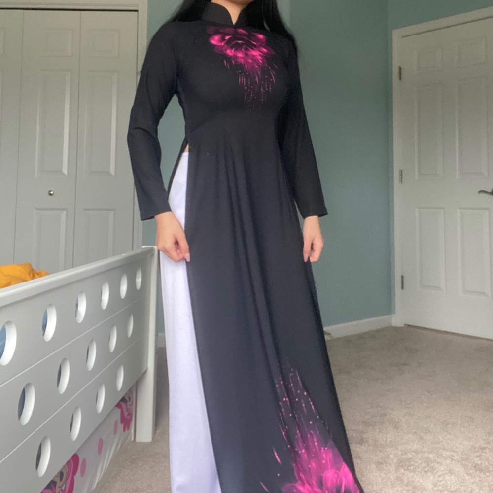 vietnamese ao dai dress floral formal maxi gown